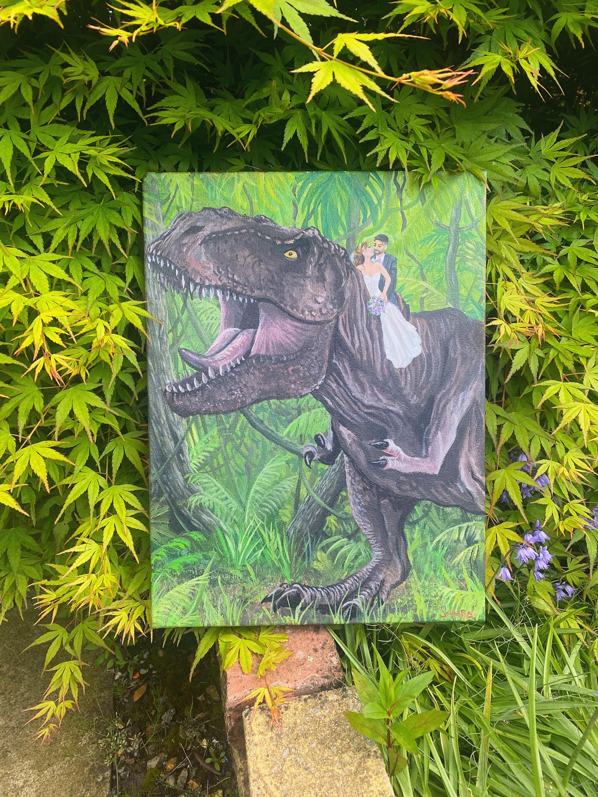 Custom dinosaur canvas painting