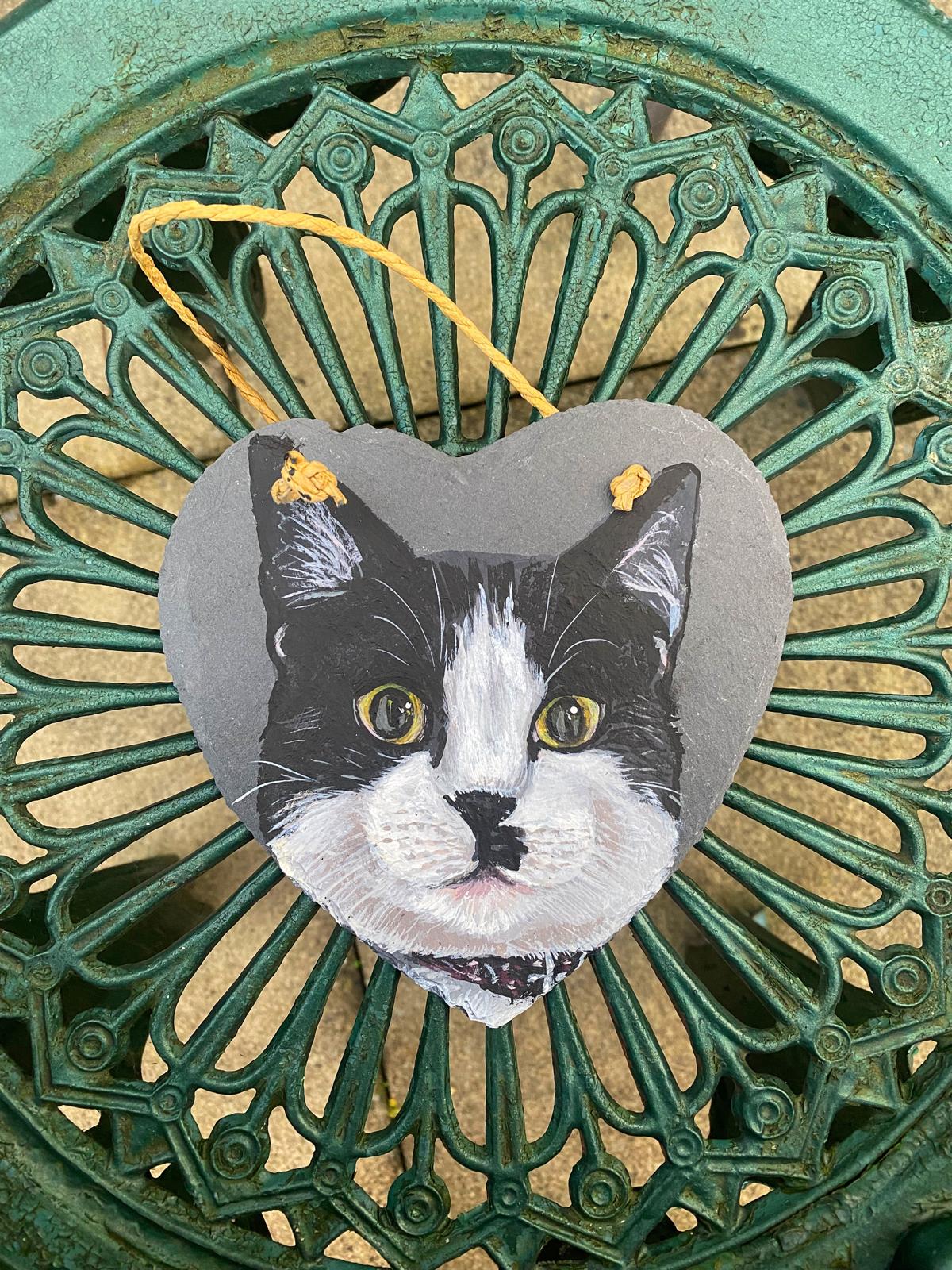 Custom cat portrait on slate