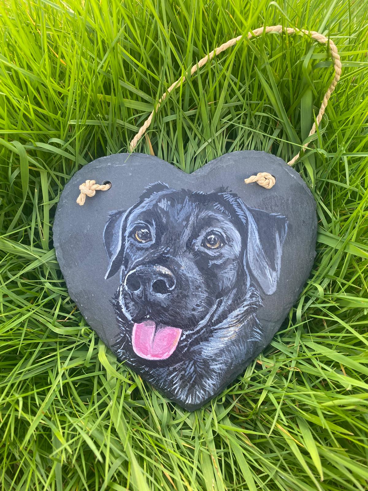 Custom dog portrait on slate