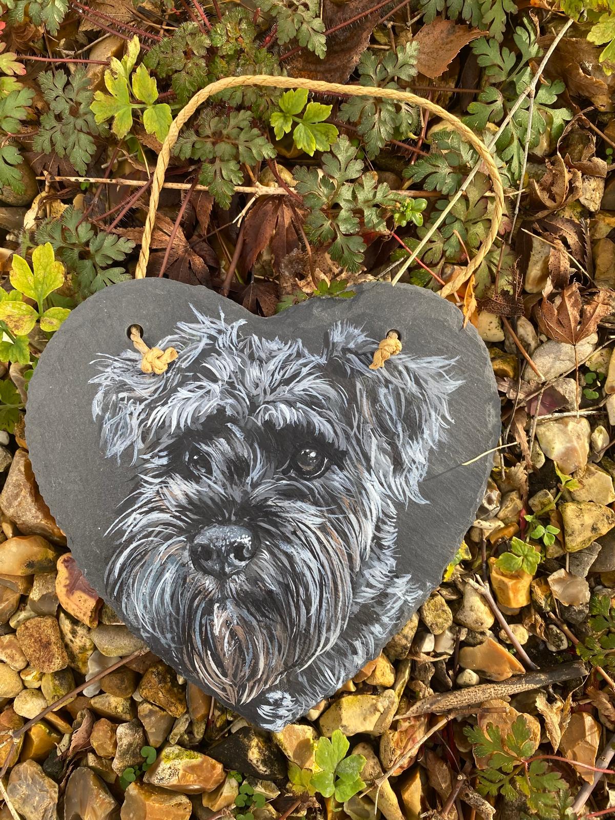Custom dog portrait on slate