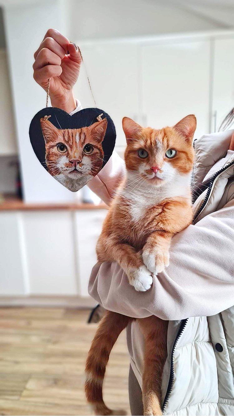 Custom cat portrait on slate